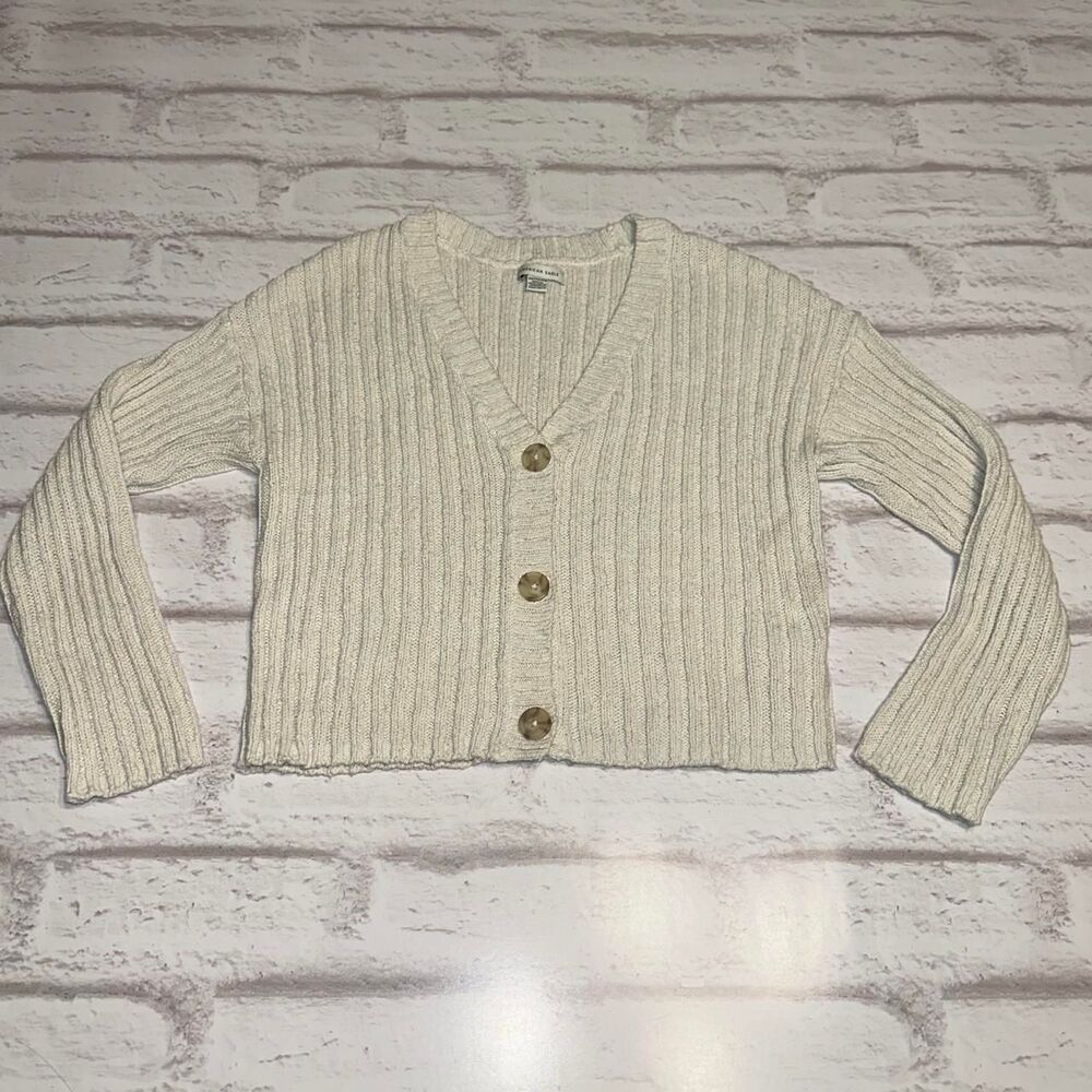 American-eagle Women's Cream and White Cardigan